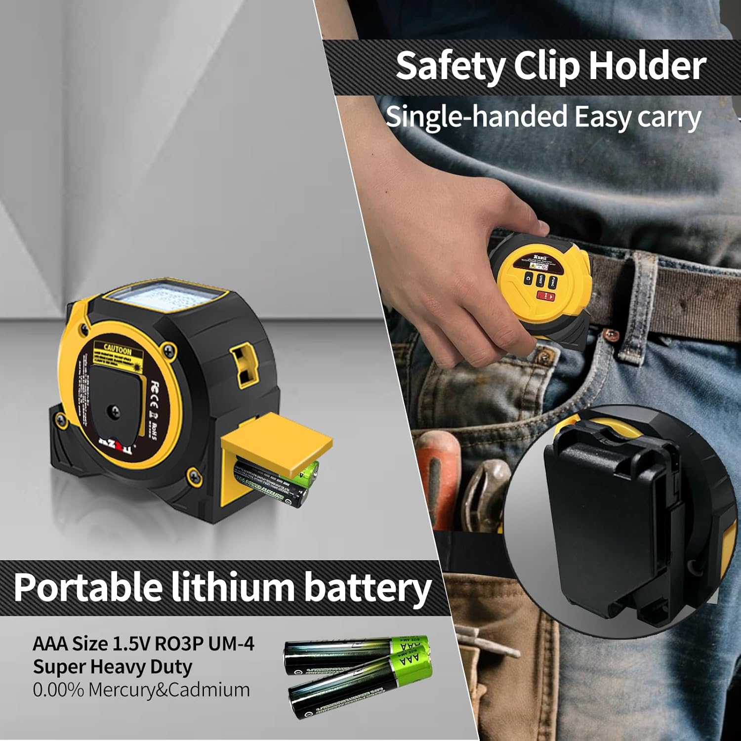 Laser Tape Measure 3 in 1 Laser Rangefinder Tape Measure 131ft Laser Measuring Tape & 16ft Tape Measure for