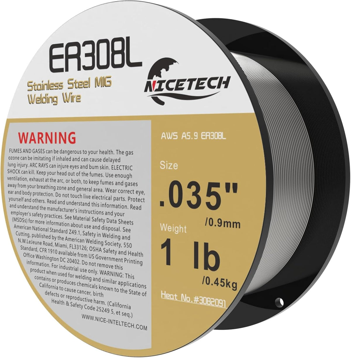 ER308L Stainless Steel MIG Welding Wire .035" Diameter 1 Pound Spool