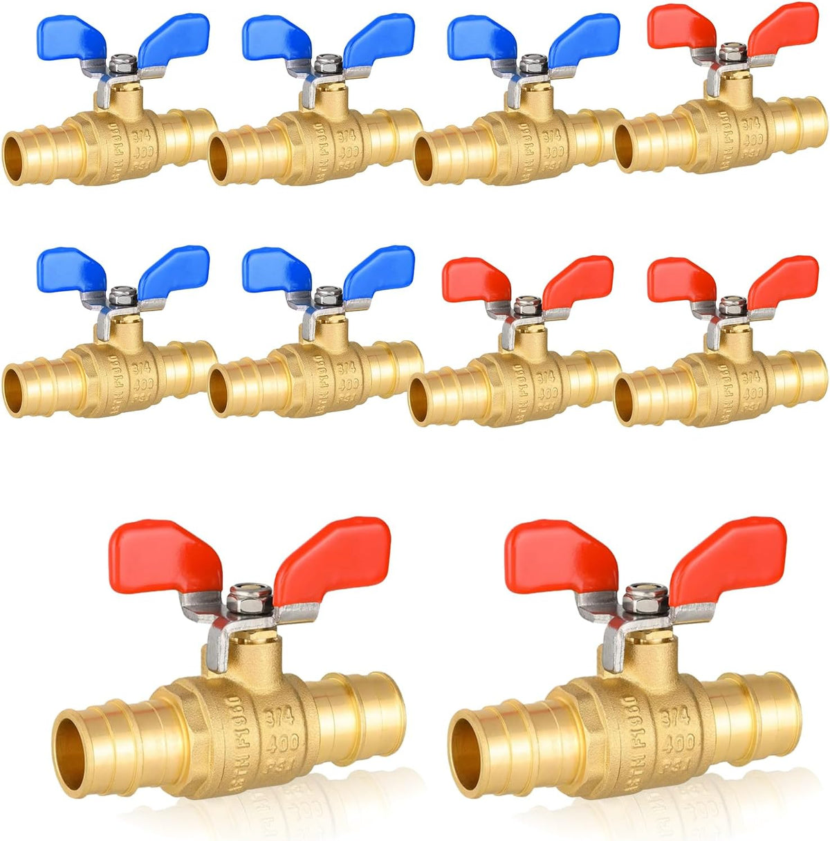 10Pack Seelink 3/4" PEX-A Expansion Ball Valve, Red&Blue(VALVE335-10)
