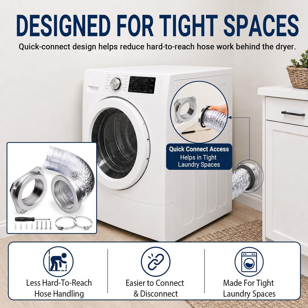 XUNTUI Magnetic Dryer Vent Connector Kit, 4" Magnetic Dryer Vent Coupling