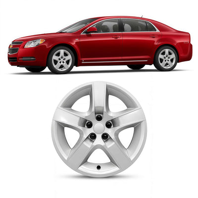 17 Inch Silver Wheel Covers Compatible with 2008-2012 Chevrolet Malibu, ABS Hubcaps for 5-Lug Factory Steel Wheels