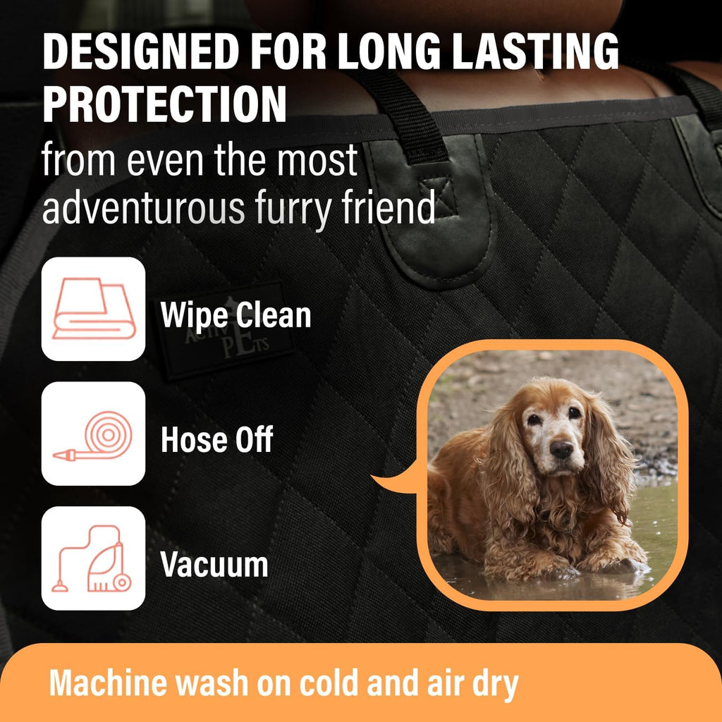 Black Standard Dog Car Hammock Back Seat Cover, Waterproof Backseat Cover Protector for Truck Bench Rear of Sedans or