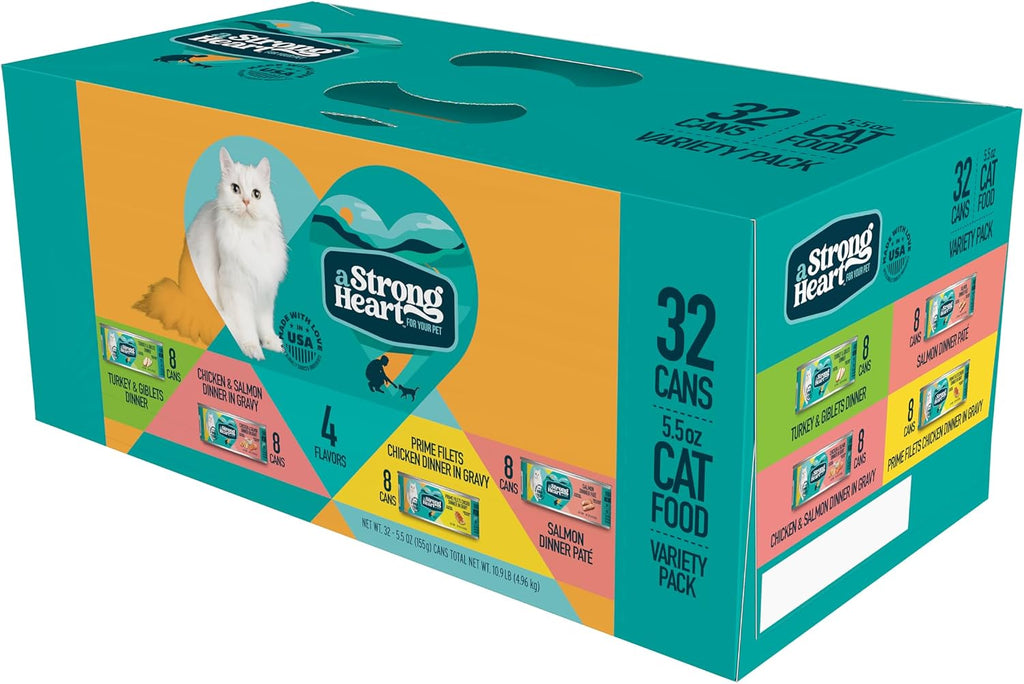 A Strong Heart Cat Food Dinner Variety Pack, Shreds & Cuts, 32pk