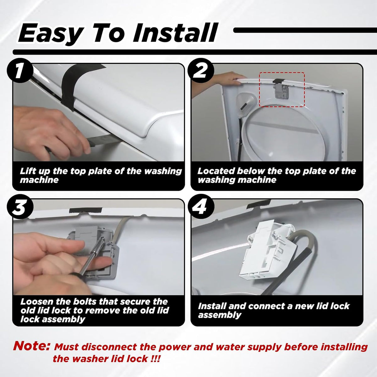 W10619844 Washer Lid Lock Latch Assembly Compatible with Whirlpool, Maytag, Kenmore Replacement Parts WTW7040DW0 W10059230 WPW10619844