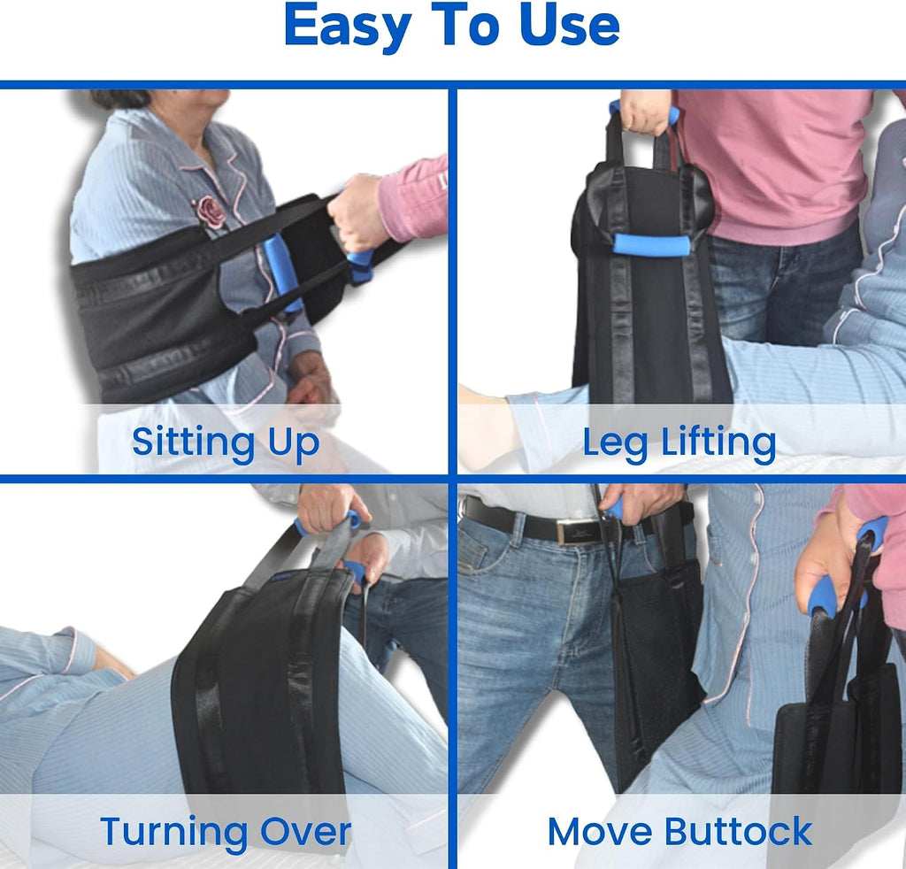 Gait Belt with Handles for Seniors, Padded Patient Transfer Lifting Straps for Home, Safety Fall Assist Devices for