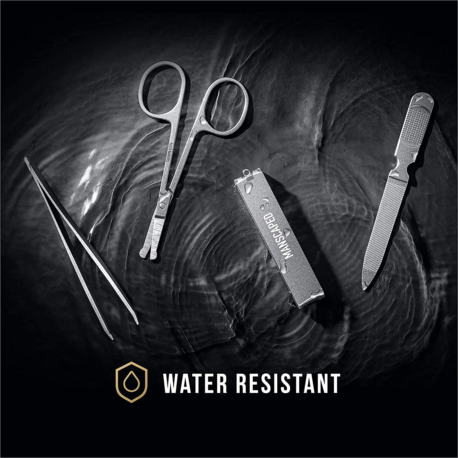 Shears 2.0 Tempered Stainless Steel Men's Nail Kit, Fingernail Clippers, Safety Scissors, Tweezers and Nail File