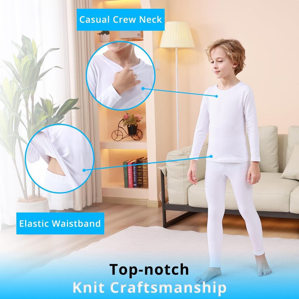 Thermal Underwear Set for Boys Long Johns Fleece Lined Set Kids Ultra Soft Base Layer Top Bottom Warm Set for Skiing