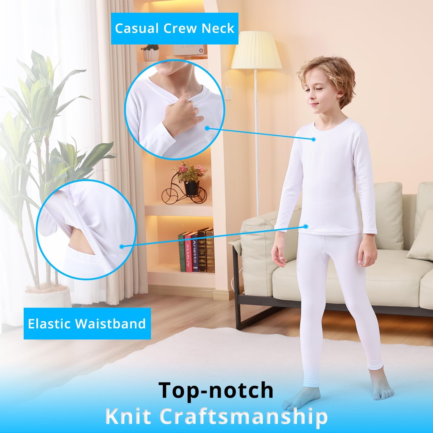 Thermal Underwear Set for Boys Long Johns Fleece Lined Set Kids Ultra Soft Base Layer Top Bottom Warm Set for Skiing