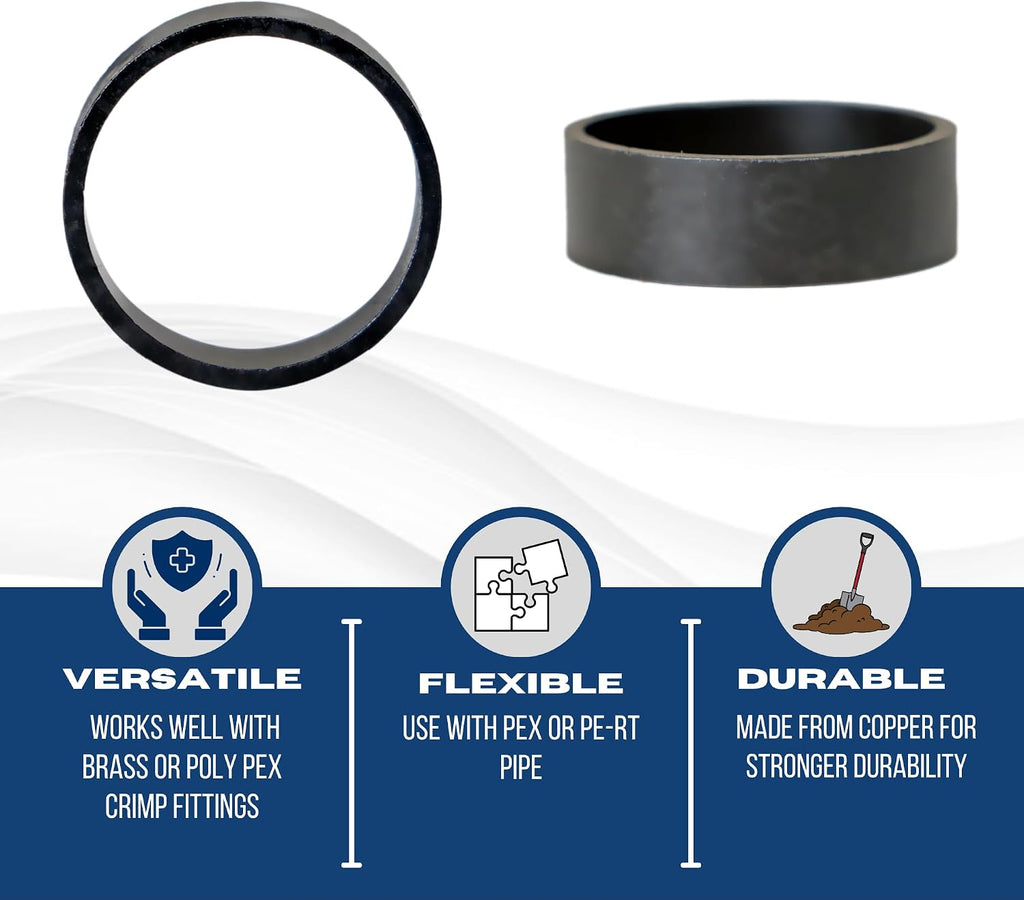 50 Pack XFITTING 3/4 in Pex Copper Ring, Pex B Crimp, Black-Oxidized