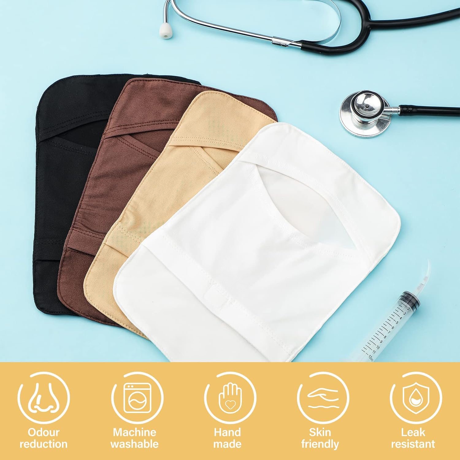 8pcs Ostomy Bag Cover Colostomy Pouch Cover Lightweight Odor Control Stretchy Bag Washable Pouch Liner for Women Men