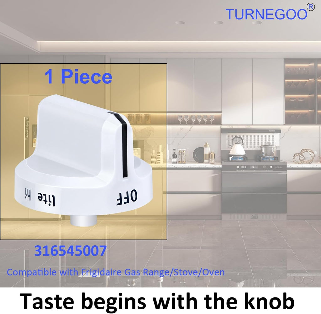 Upgrade 316545007 Gas Stove Knobs，Cooktop Surface Burner Control Knobs White Replacements, Only Compatible with Frigidaire Gas Range/Oven/Stove Knobs (1 Piece)