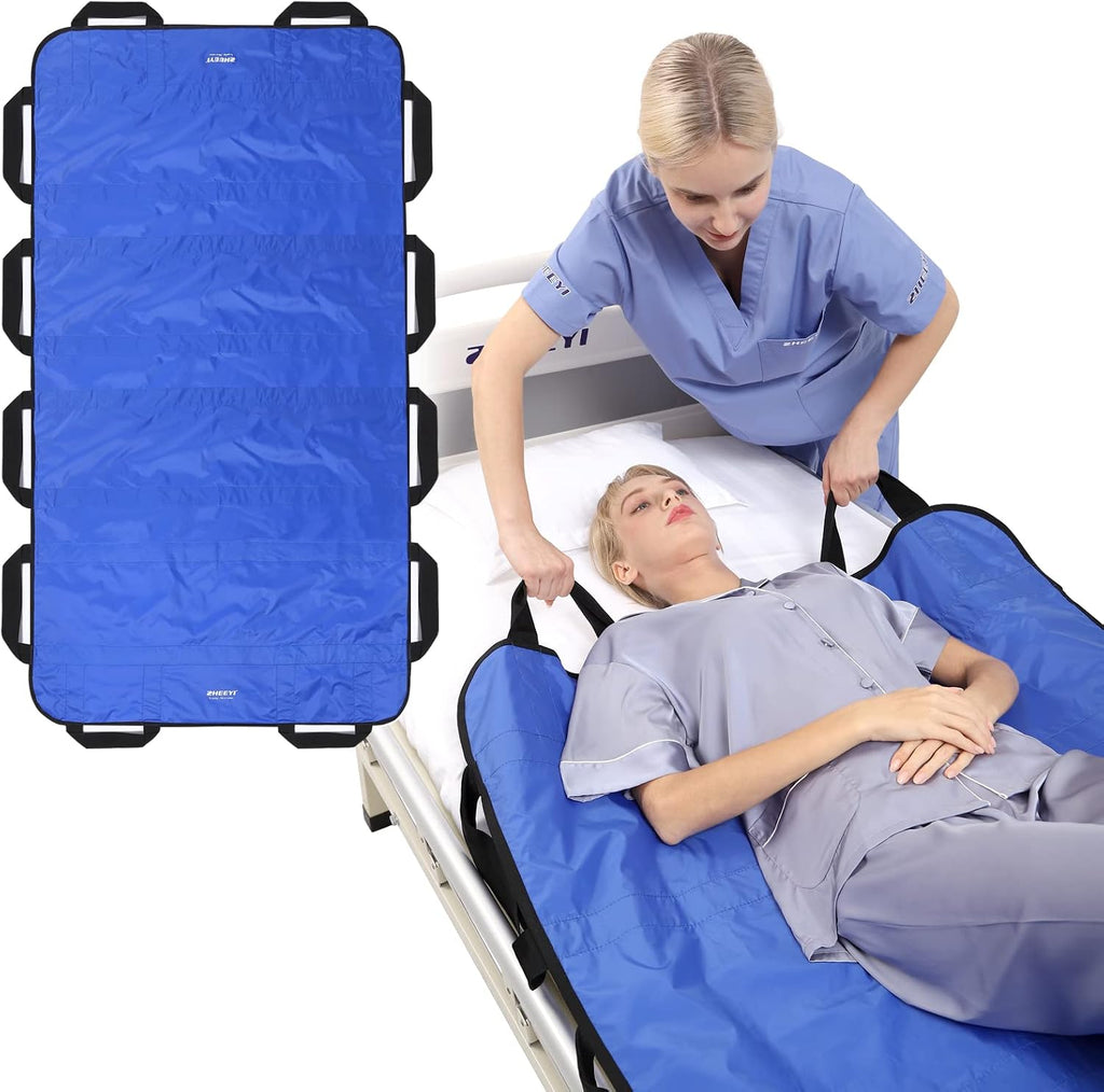 Bed Positioning Pad with Reinforced Handles 63" x 40" Washable Patient Transfer Slide Sheet for Body Lifting