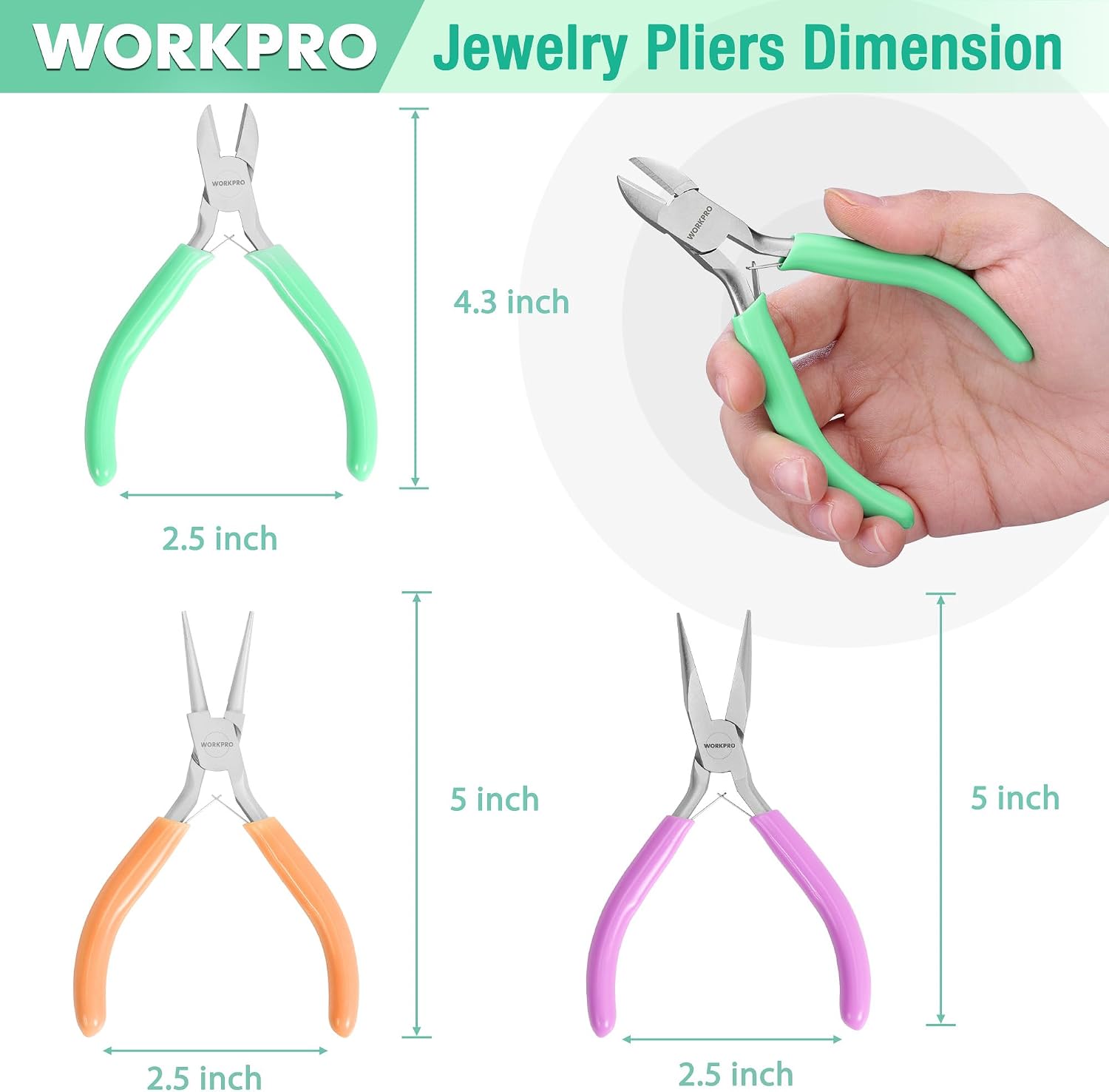 Jewelry Pliers Set, 3-Piece Mini Jewelry Tool Kit | Needle Nose Plier/Chain Nose Plier, Round Nose Pliers & Wire