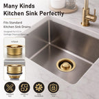 Hicarer Gold Garbage Disposal Flange with Stopper for Kitchen 3-1/2 Inch Sink Drain Stainless Steel Disposer Sink Plug Strainer Replacement for Kitchen Accessories