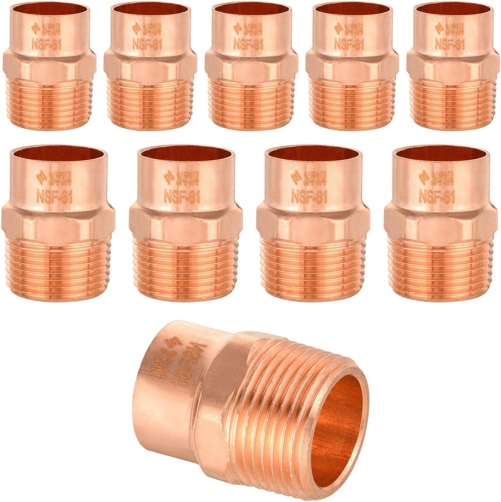 10Pack Seelink 3/4" Copper x 3/4" Male NPT Adapter(COPPER061-10)