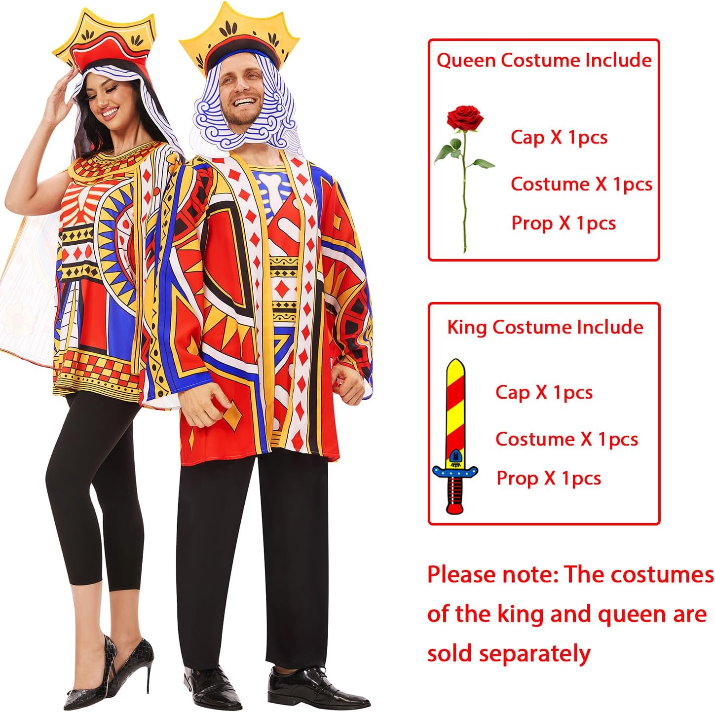 King and Queen Couples Halloween Costumes for Adults Funny Matching Costume | Funny Matching Couples Costume Outfit