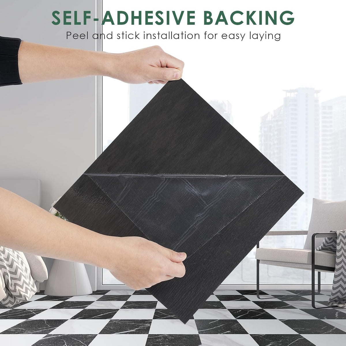 30-Piece Peel and Stick Floor Tiles, 12x12 Covers 30 Sq. Ft. Waterproof Vinyl Flooring, Renter-Friendly Self-Adhesive