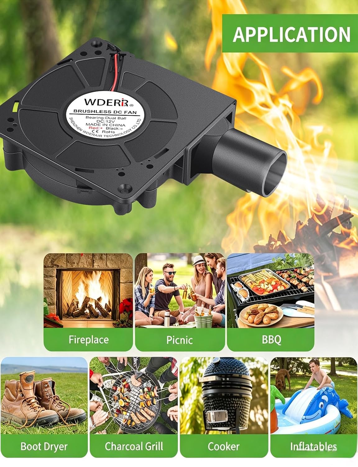 120mm × 32mm 12V Squirrel Cage Centrifugal Blower Fan with Duct