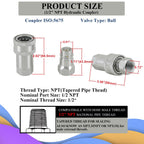 Elifecenter 1/2’’ NPT Ag ISO 5675 Ball Pioneer Hydraulic Quick Couplers