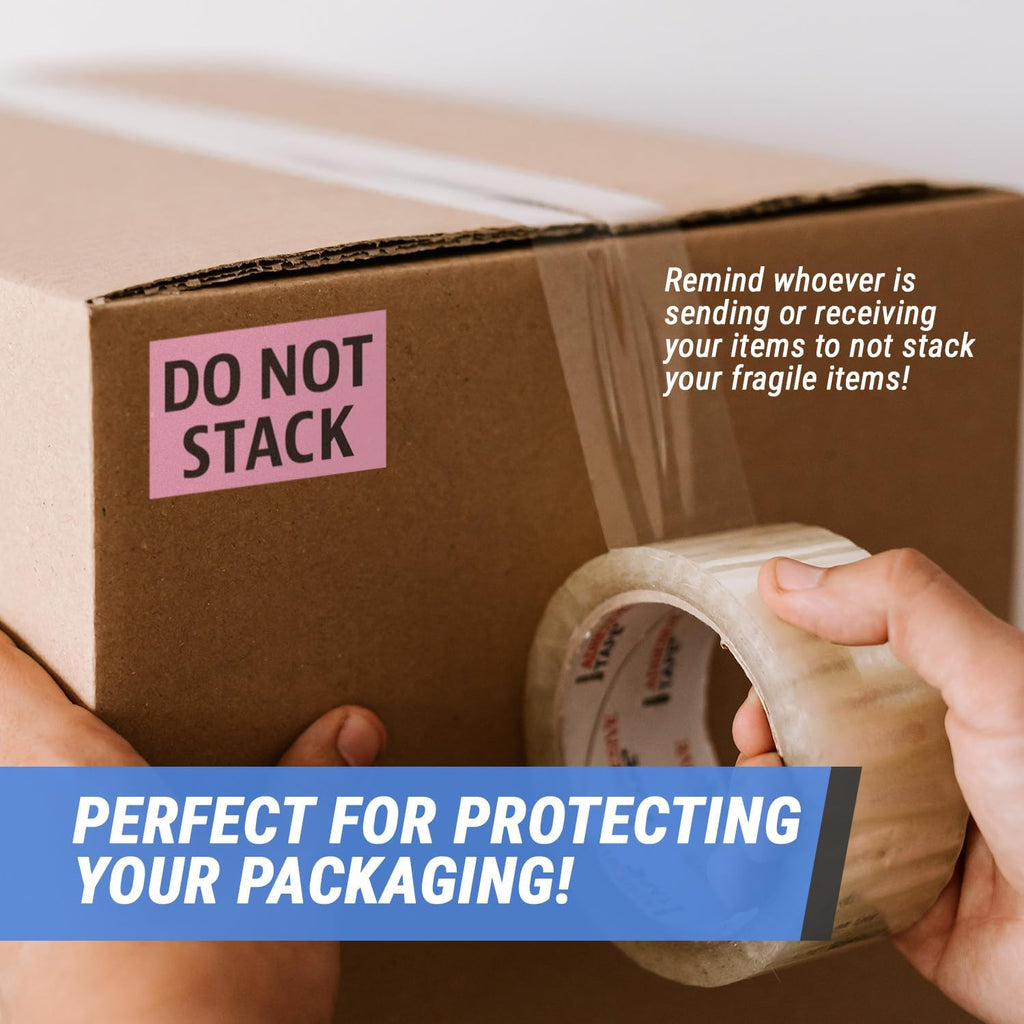 Do Not Stack Labels, Fluorescent Pink, 2 x 3 inch