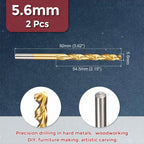Kozelo 2pcs Drill Bit 5.6mm Diameter M2 High Speed Steel 135° for Metal