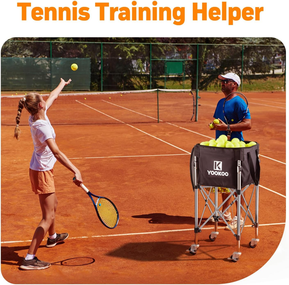Tennis Ball Hopper for 200 Balls, Tennis Basket with Black Bag