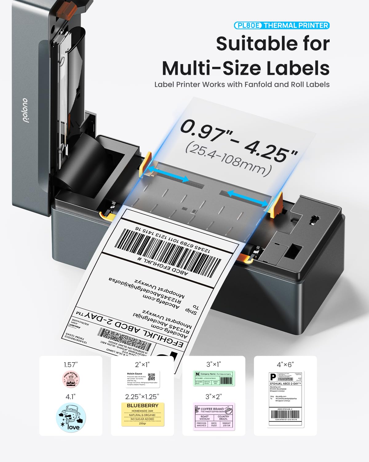 Bluetooth Thermal Shipping Label Printer, 4x6 Thermal Label Printer
