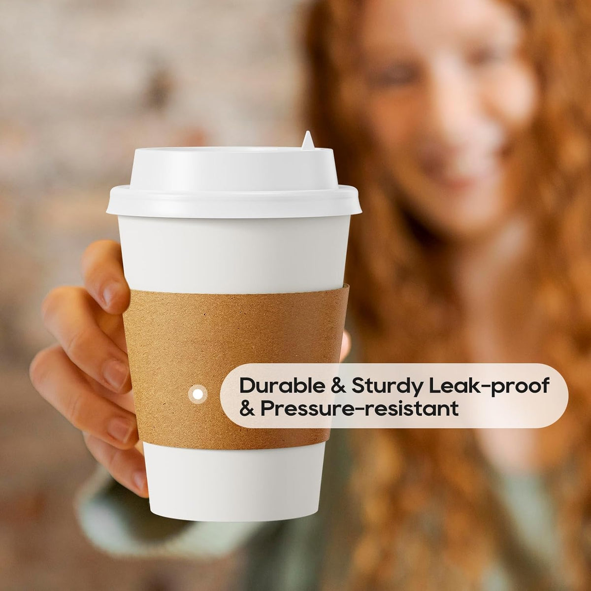 100 Pack 12 oz Disposable Paper Coffee Cups with Lids & Sleeves