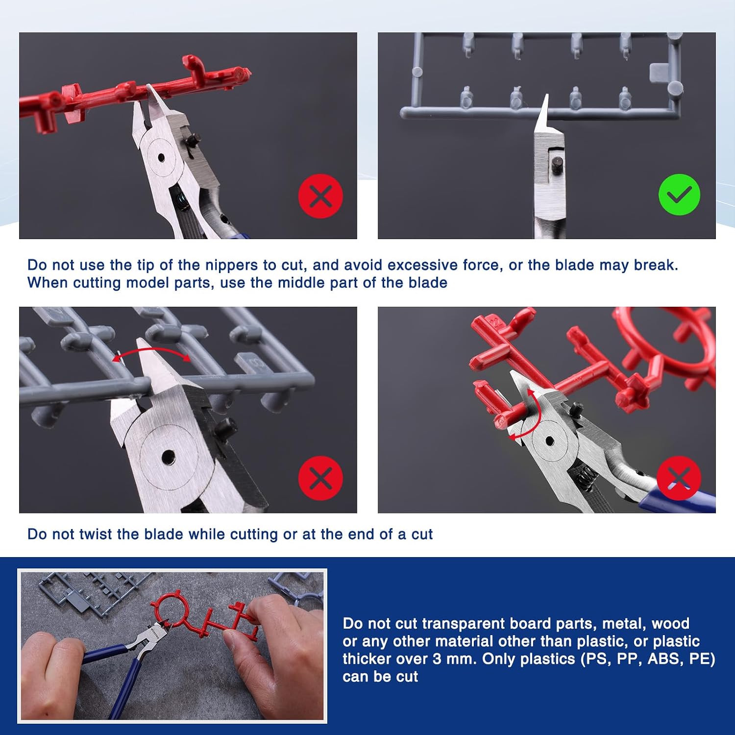 4.7" Model Nippers, Ultra-Thin Single Blade, Gundam Model Tools | Non-Slip Sprue Cutter for Beginners, Gunpla Model