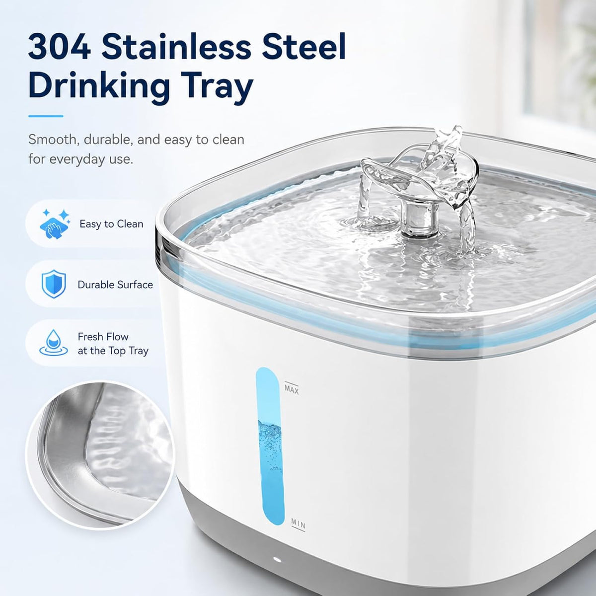 Smart Pet Water Fountain, 2.5L with Wireless Silent Pump & APP Control