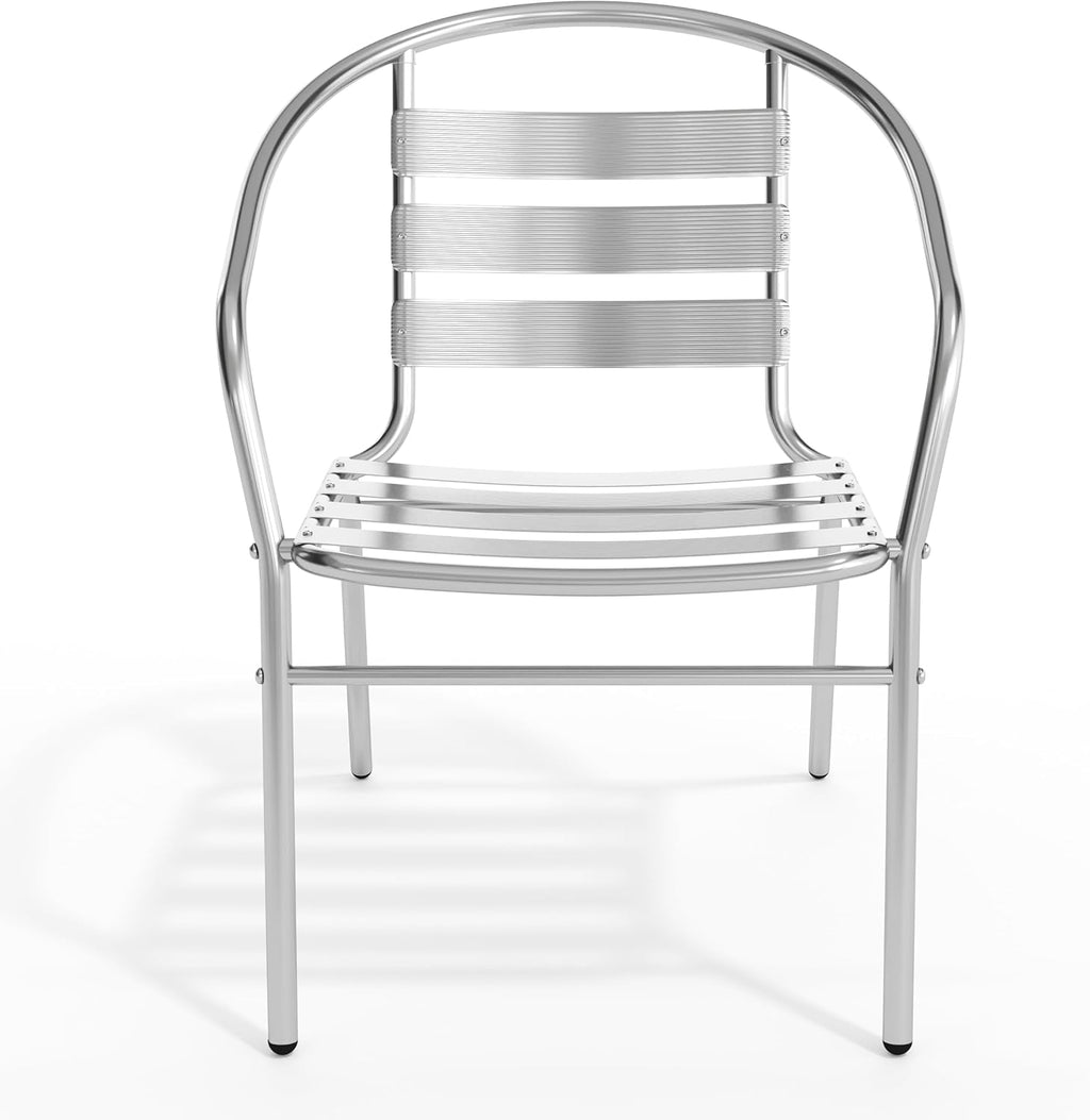 Aluminum Indoor-Outdoor Stack Chair with Triple Slat Back