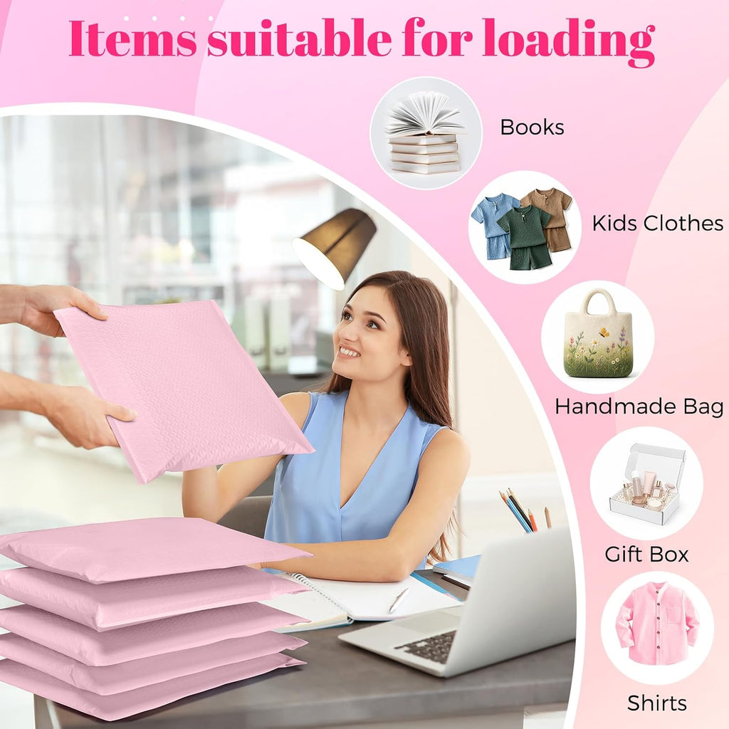 Bubble Mailers 10x13" Padded Envelopes Light Pink 40 Pack