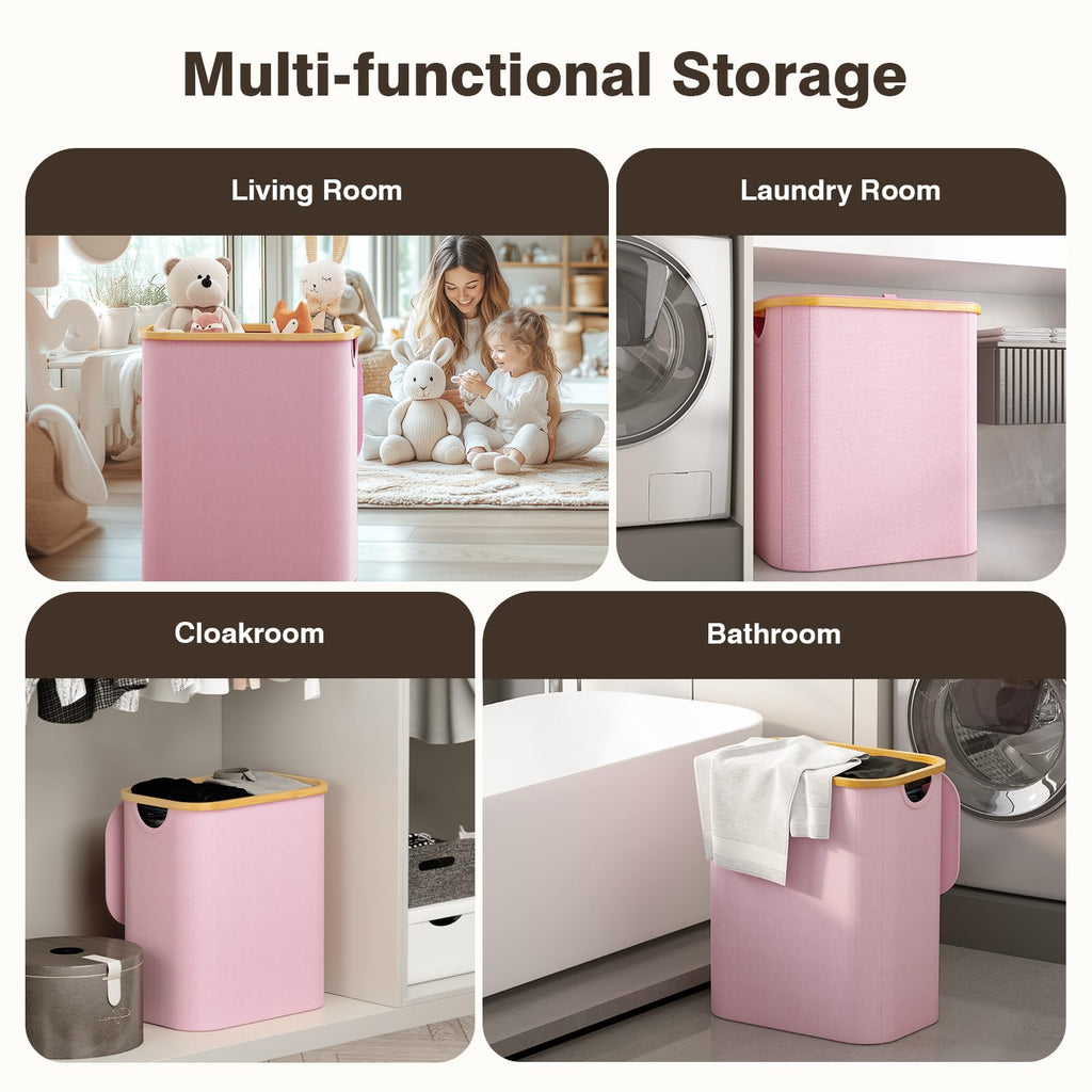 Hampers for Laundry Basket with Lid, 145L Large Laundry Hamper 3 Section