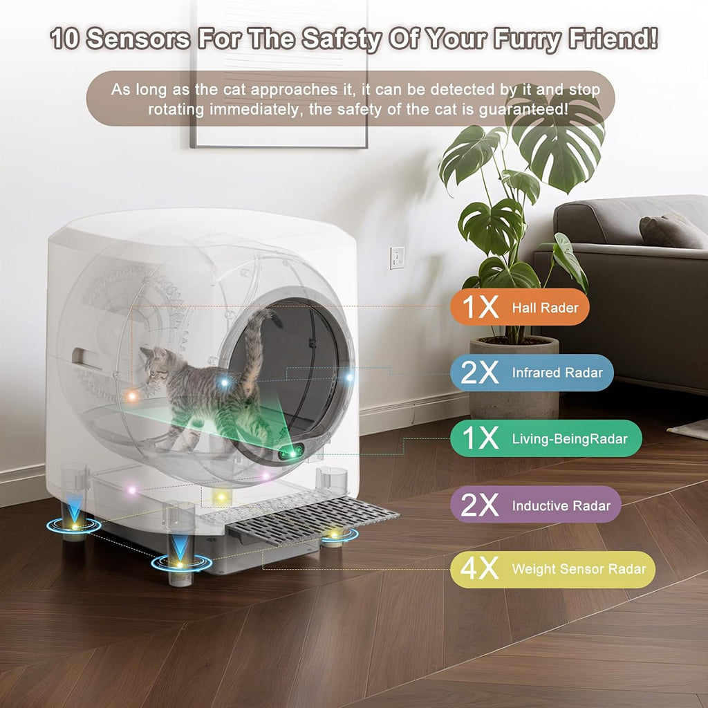 Automatic Litter Box, Self Cleaning Litter Box, Odor Control, 90L Capacity