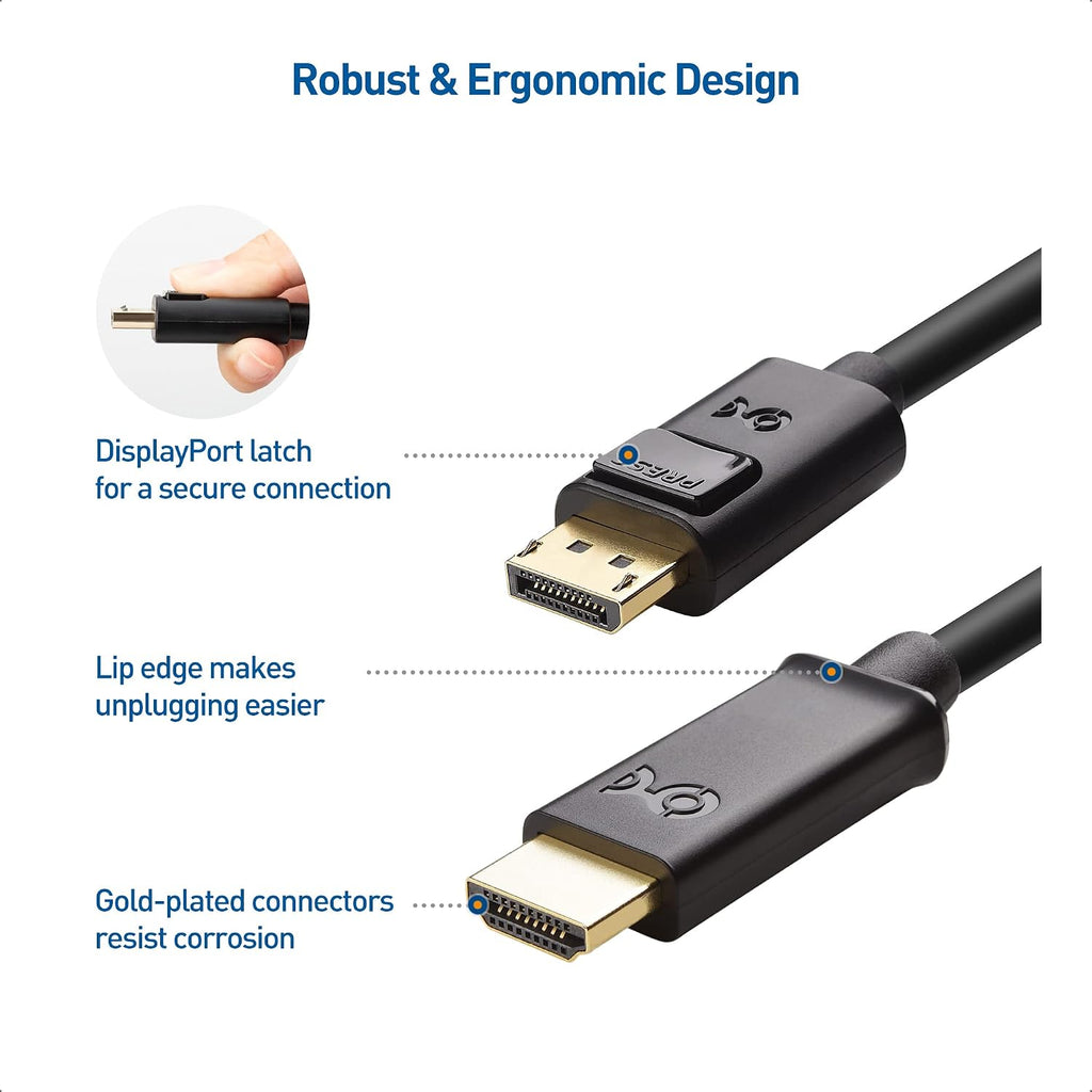 Unidirectional DisplayPort to HDMI Cable, DP to HDMI, 6ft | Gold-Plated, Display Port to HDTV/Monitor/Projector