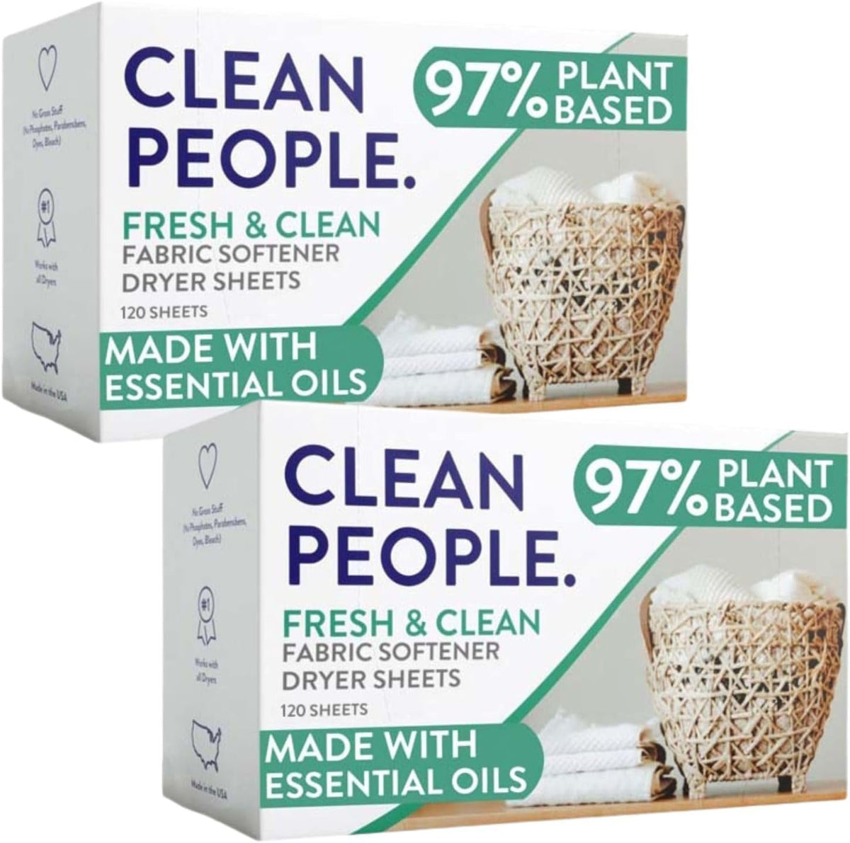 Fabric Softener Sheets - Dryer Sheets - Softens & Removes Static Cling - Vegan Laundry Softener With Essential Oils