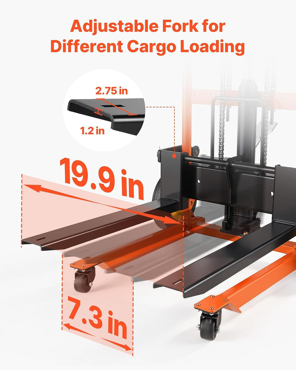 Hydraulic Material Lift Winch Stacker, 450 lbs Load Capacity, 39.4'' Max Lifting Height, Pallet Truck Dolly with Fork