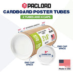 3" x 6" Made in USA Kraft Paper Mailing Tube, 2 Tubes, 4 Caps