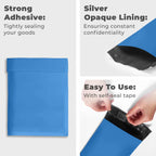 Small Poly Mailers 7.5x10, Solid Blue Shipping Bags - Tear And Puncture Free Poly Bags - Water Resistant Mailing Bags