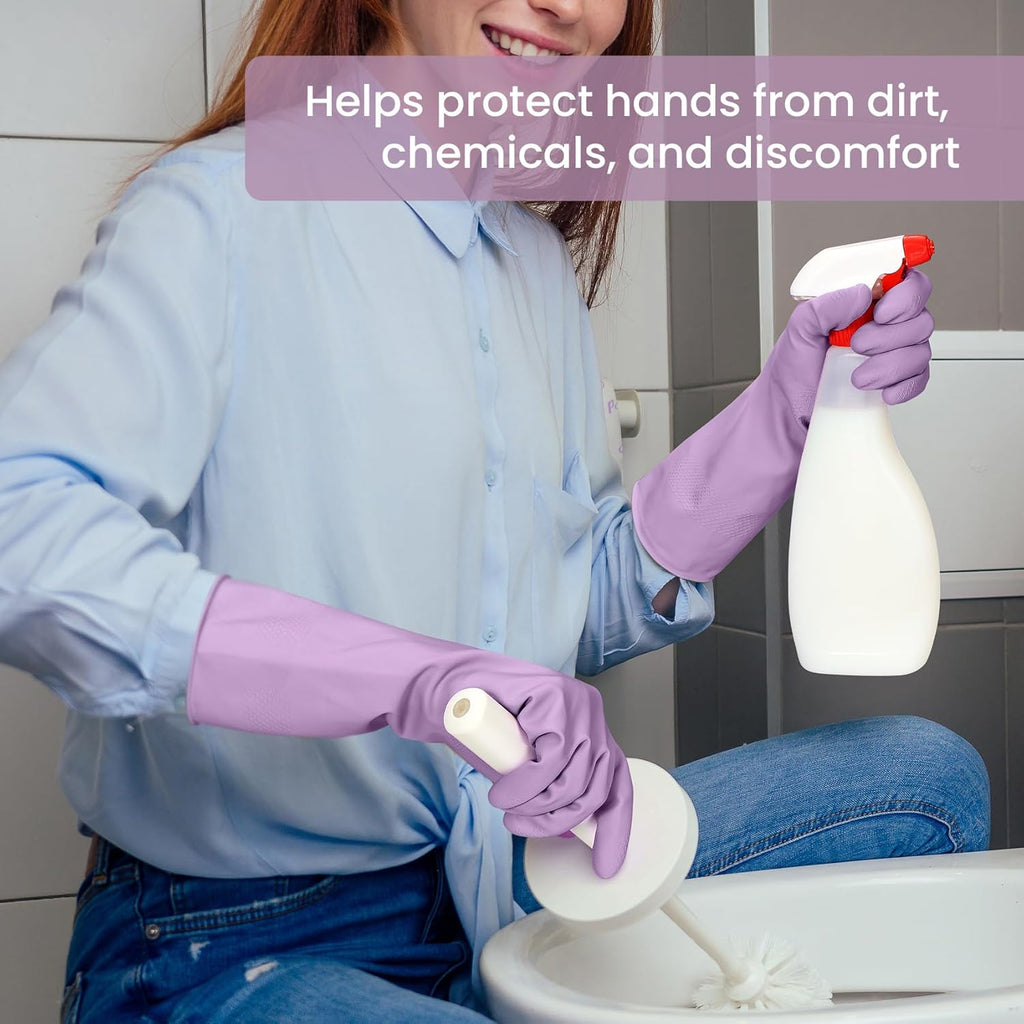 Rubber Cleaning Gloves for Dishwashing, 4 Pairs Reusable Kitchen Gloves for Washing Dishes and Household Cleaning
