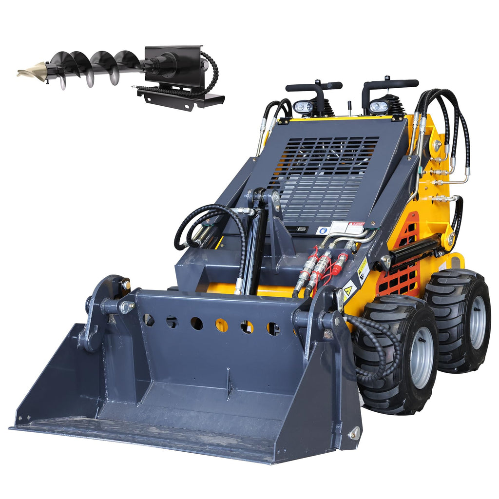 Mini Skid Steer Loader, 24HP Gas Compact Stand-On Wheel Loader
