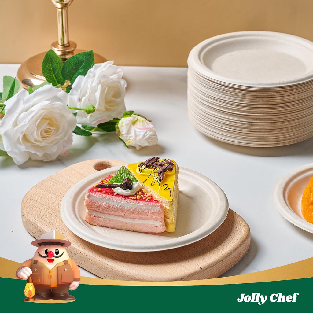 Small Dessert Paper Plates 6 Inch 200 Pack Compostable Nature