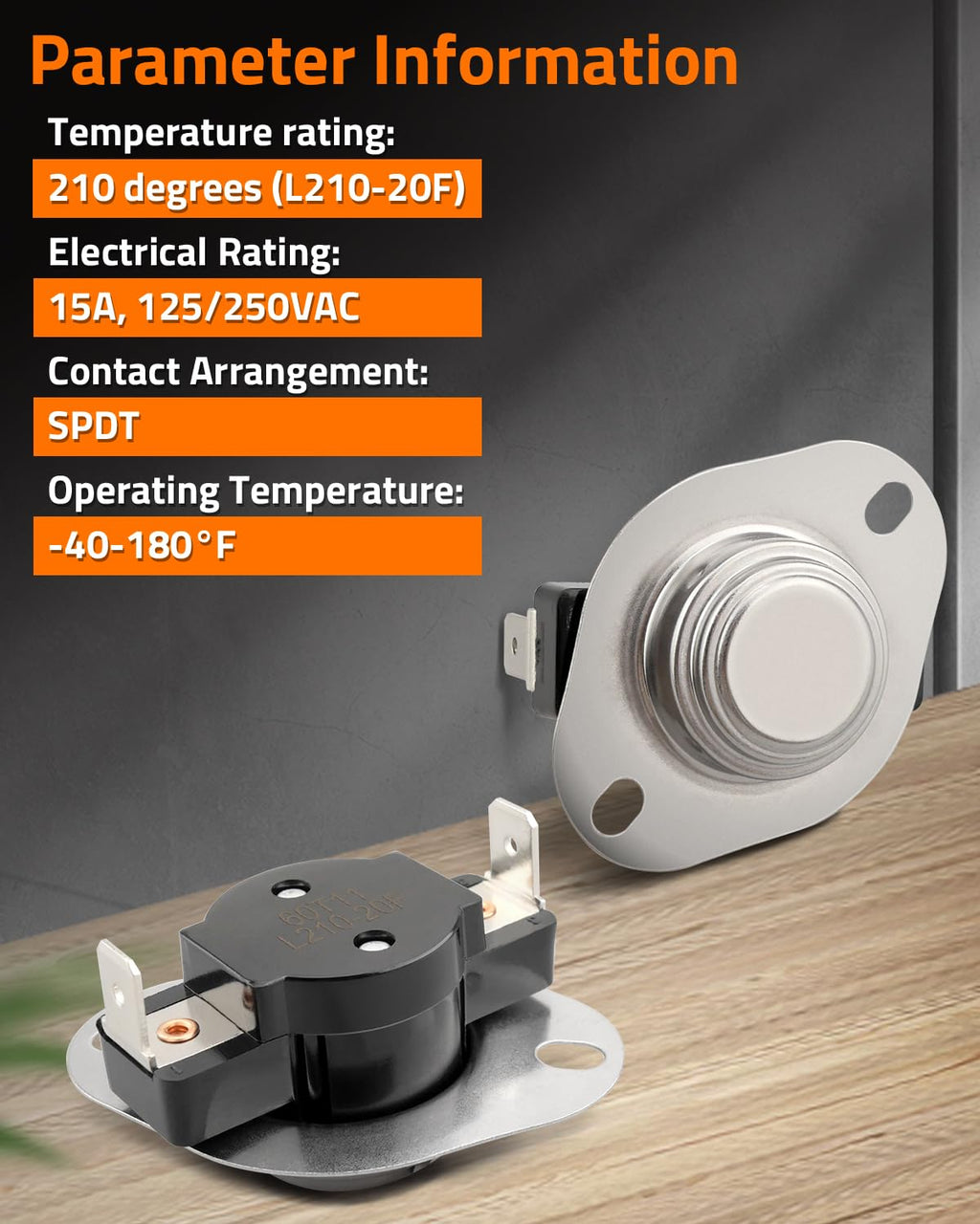 L210-20F Furance Temperature Limit Switch Fit for ICP Heil Tempstar, Replace 34335001 313408 34335001 HQ34335001TD 34335-001