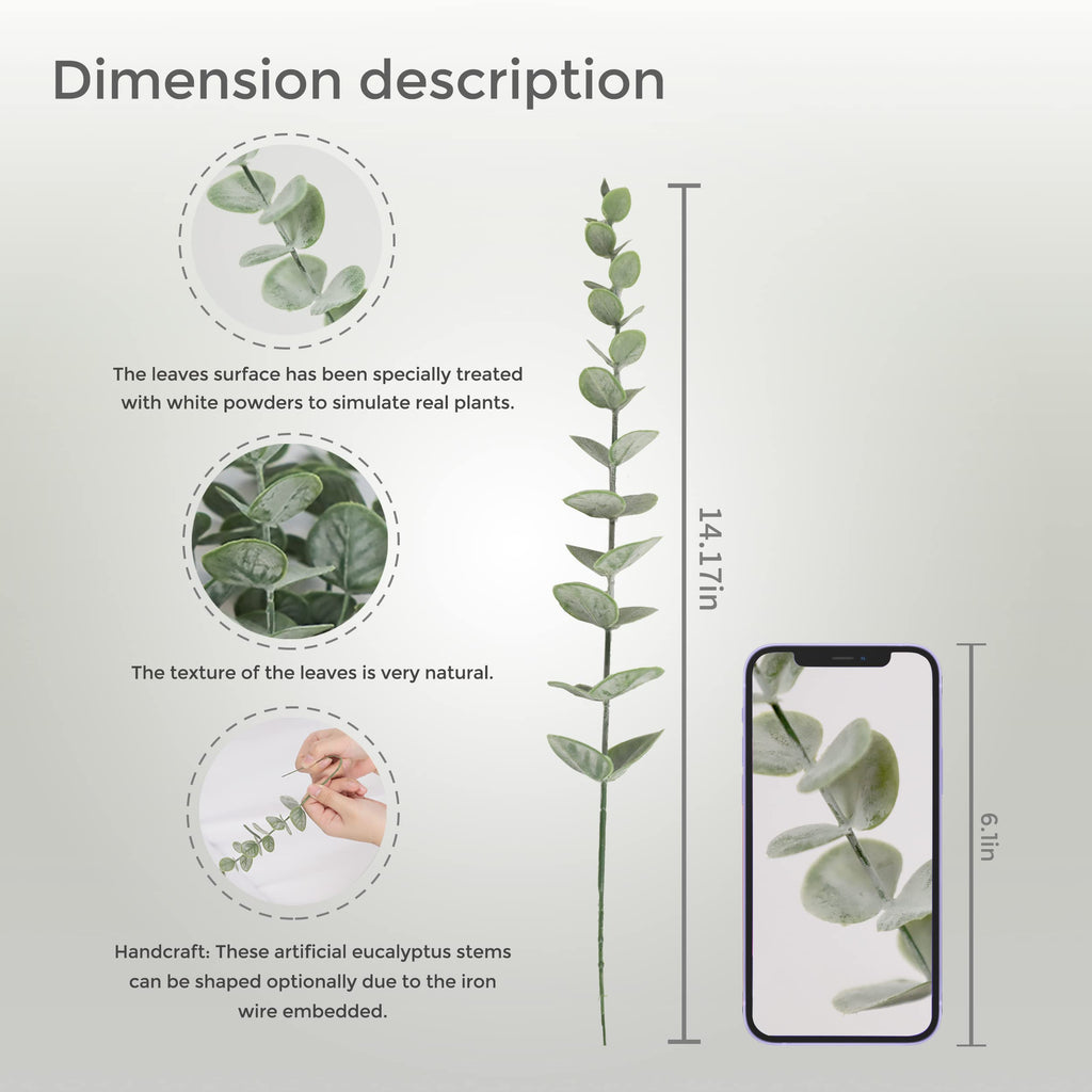 18pcs Eucalyptus Stems Artificial Eucalyptus Leaves Stems