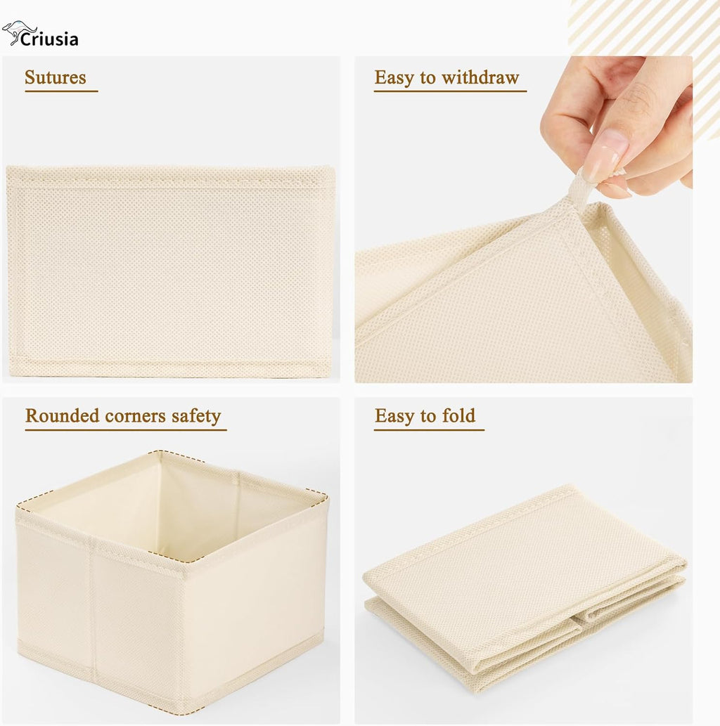 15 Pack Drawer Organizer for Clothes, Foldable Dresser Dividers with 3 Sizes, Fabric Storage Bins – Beige