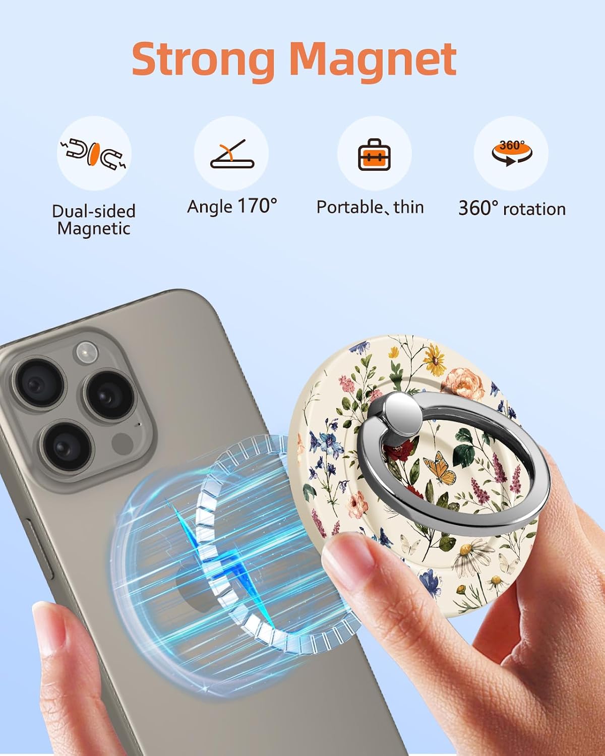 Magnetic Phone Grip - Compatible with MagSafe Phone Grip Ring Stand for iPhone 17/16/15/14/13/12 Series Vintage