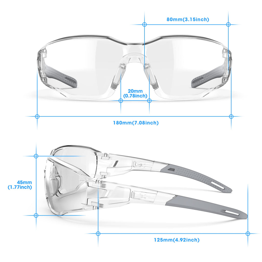 Clear ANSI Z87.1 Safety Glasses Eye Protection Goggles (Grey)