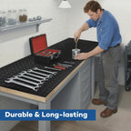 48" x 17" Work Bench Pad PVC Workbench Mat with Non-Slip Steel Plate Texture, 1.5mm Thick Scratch & Stain Resistant