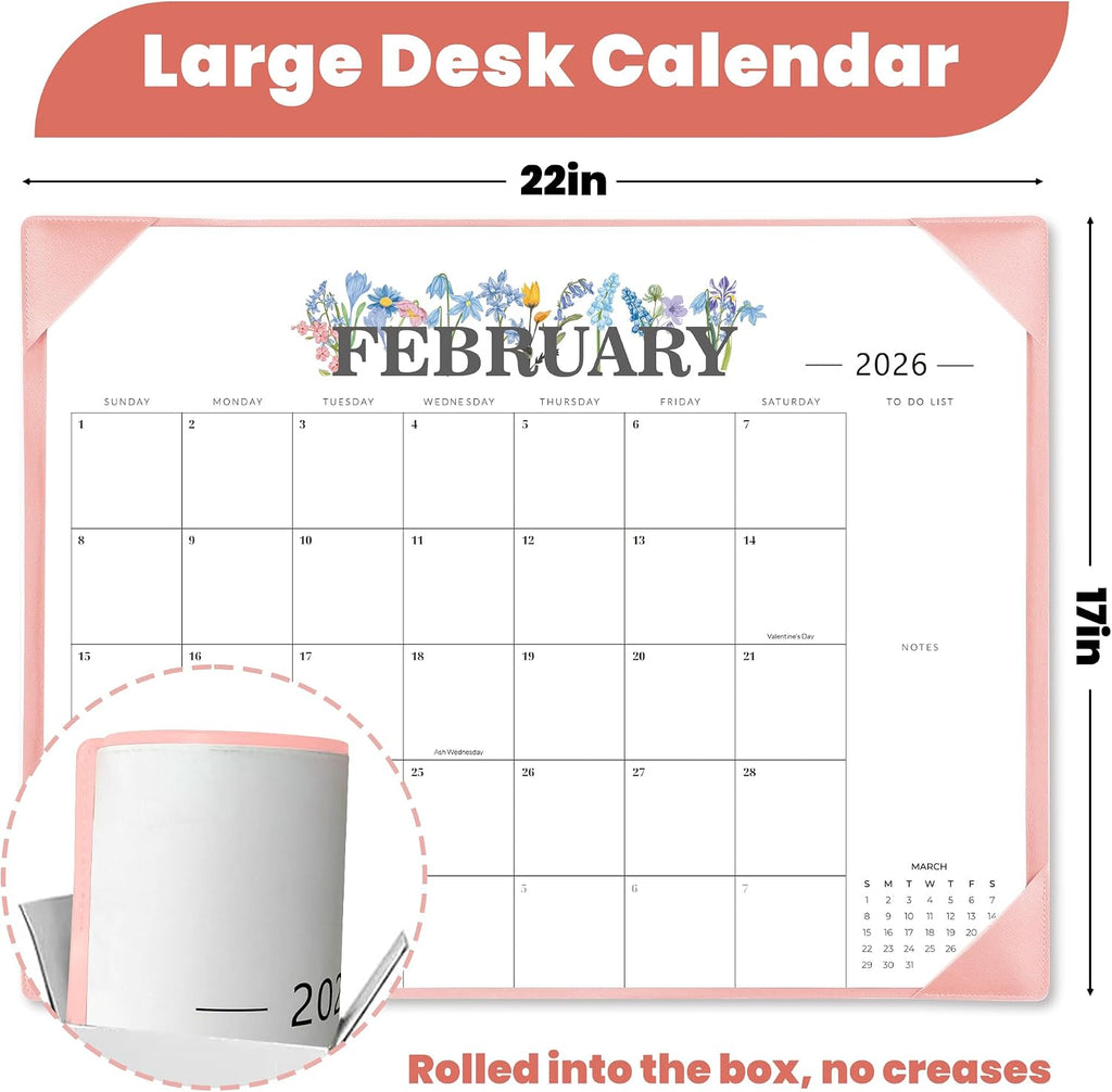 Desk Calendar 2026-2027 - 18 Month Desktop Calendars (Jan 2026–Jun 2027),Large 22x17 Monthly Calendar with Home &