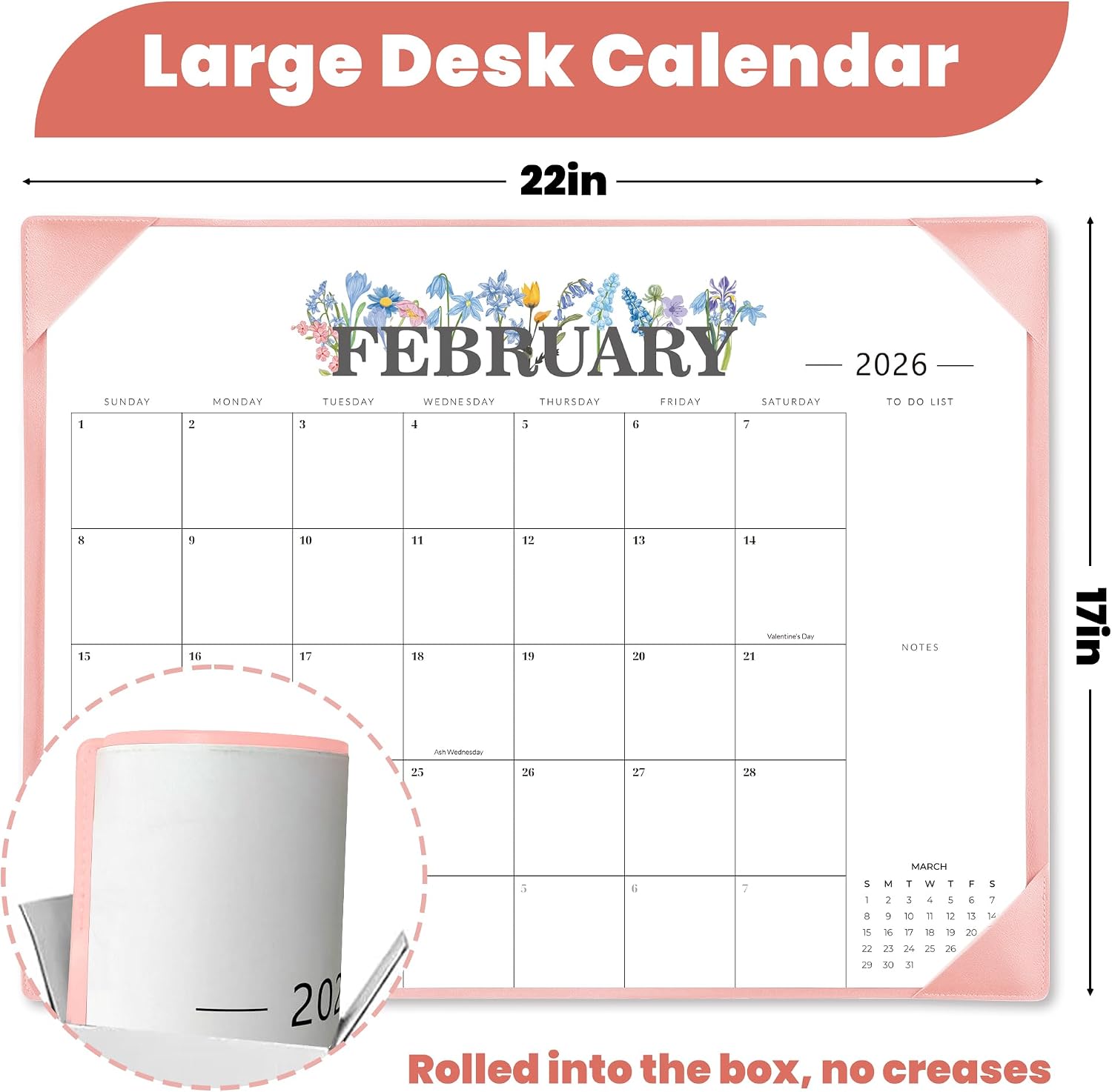 Desk Calendar 2026-2027 - 18 Month Desktop Calendars (Jan 2026–Jun 2027),Large 22x17 Monthly Calendar with Home &